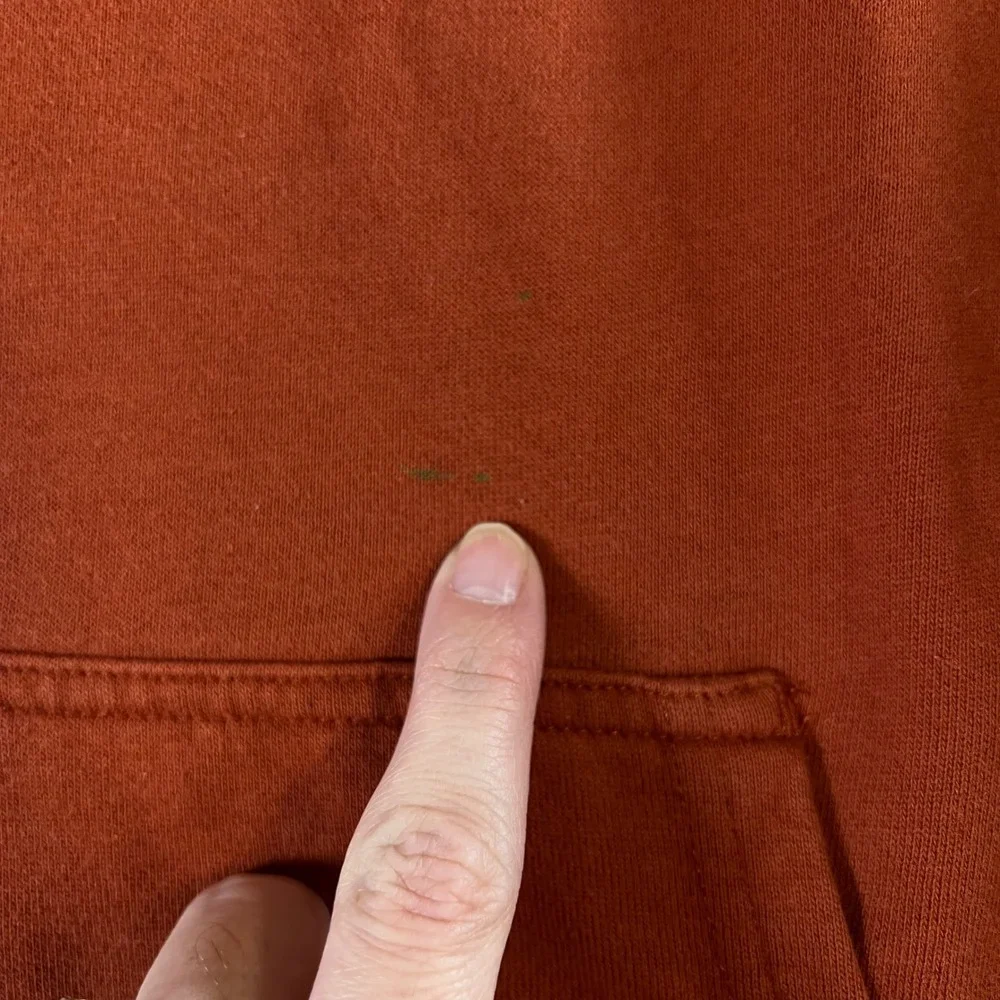The North Face Mens Large Burnt Orange Logo Pullover Hoodie Sweatshirt Rust